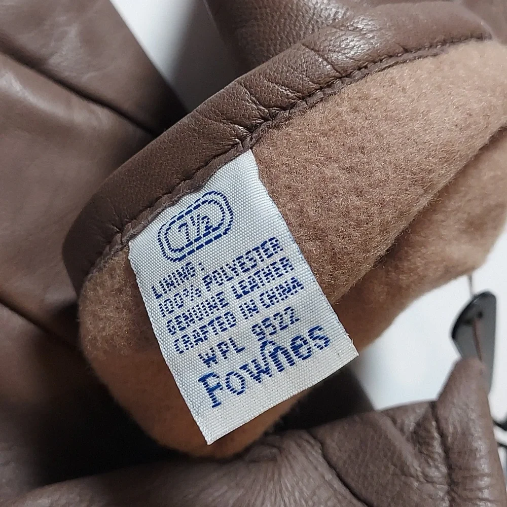Fownes Leather Gloves Taupe Brown Size 7.5
